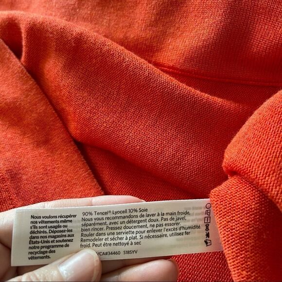 Eileen Fisher Orange Tencel Lyocell Tunic Short Sleeve Tốp Shirt Small - Picture 2 of 2